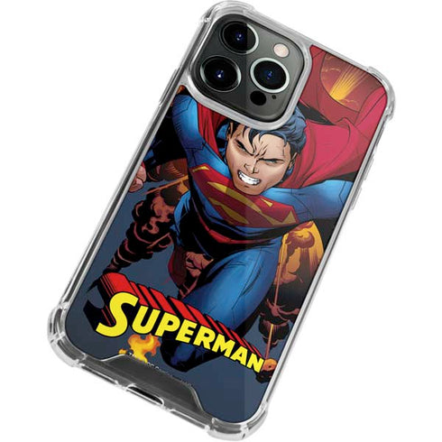 DC Comics Superman Action Flying Pose iPhone 14 Pro Clear Case